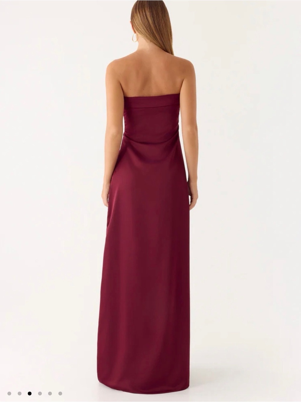 Peppermayo Jiana Strapless Merlot Maxi Dress Elegant Fitted Party Satin - Picture 2 of 10